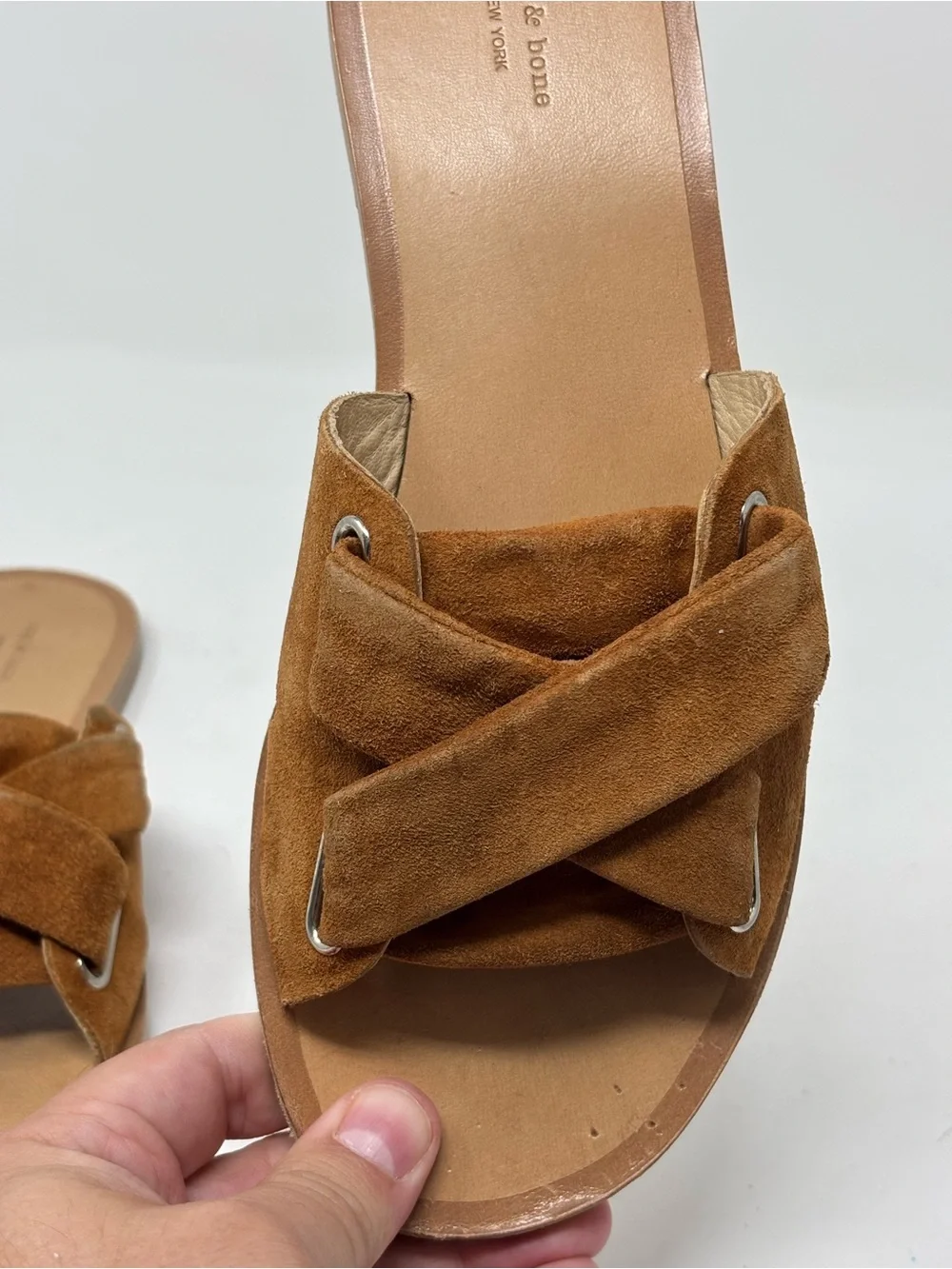 Rag & Bone nora slides sandals suede tan size 38 (8)